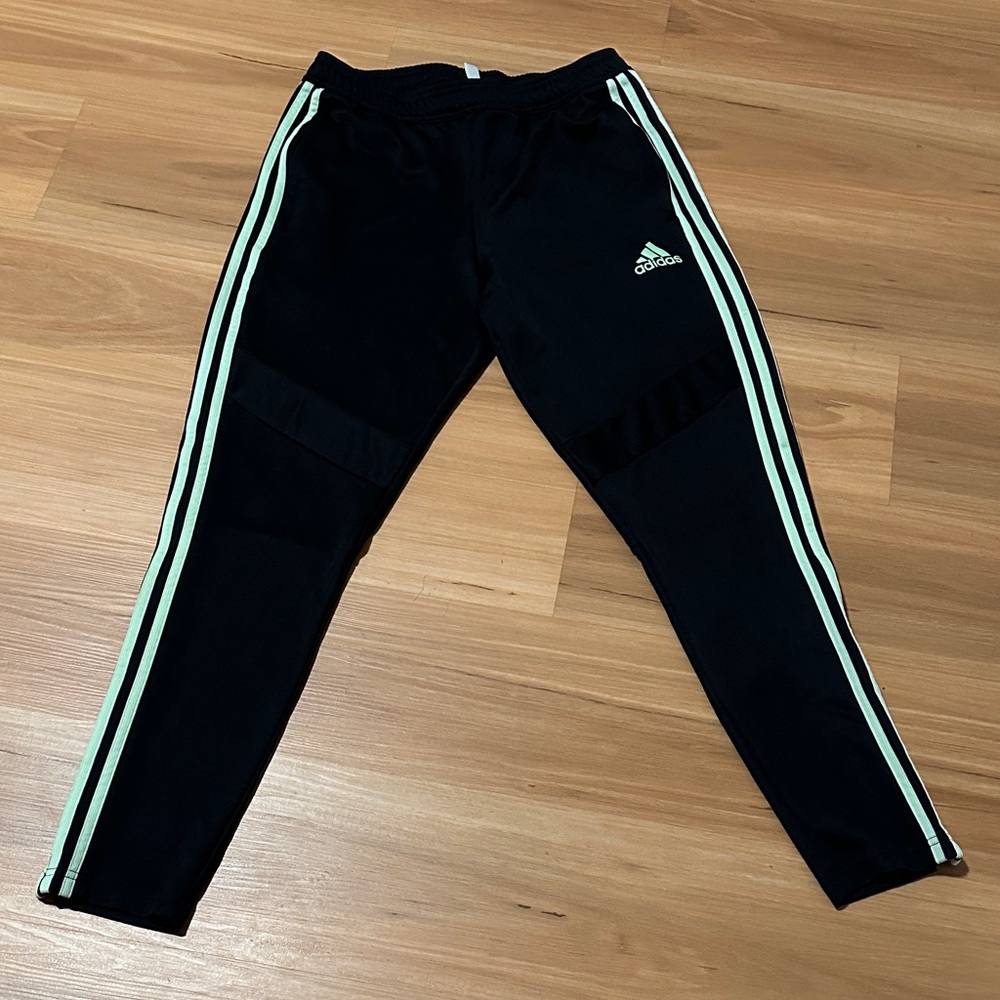 Adidas Black Joggers with White Stripes
